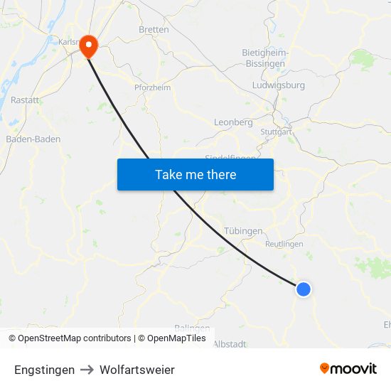 Engstingen to Wolfartsweier map