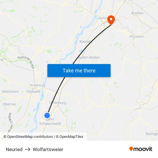 Neuried to Wolfartsweier map