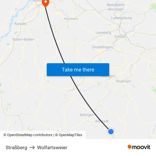 Straßberg to Wolfartsweier map