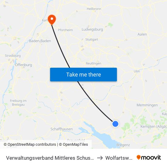 Verwaltungsverband Mittleres Schussental to Wolfartsweier map