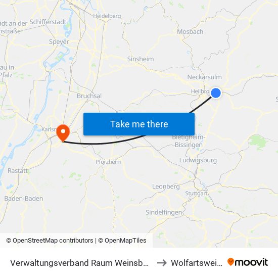 Verwaltungsverband Raum Weinsberg to Wolfartsweier map