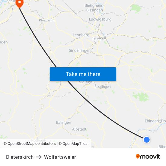 Dieterskirch to Wolfartsweier map