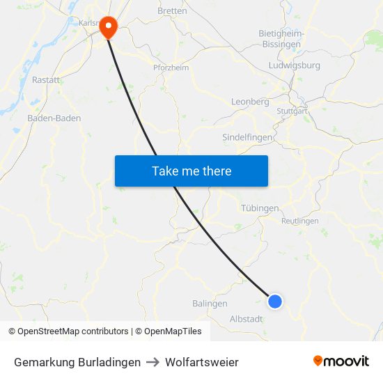 Gemarkung Burladingen to Wolfartsweier map