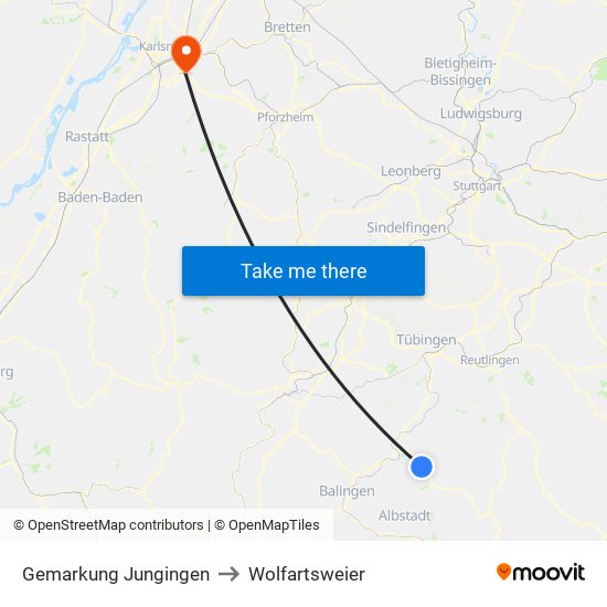 Gemarkung Jungingen to Wolfartsweier map