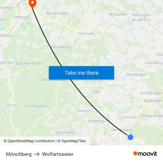 Mönchberg to Wolfartsweier map