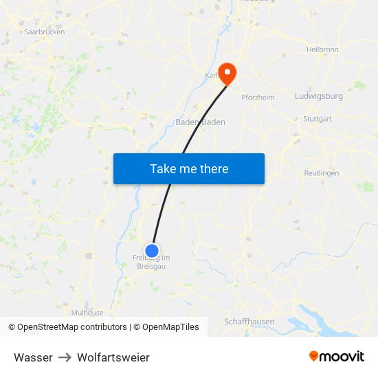 Wasser to Wolfartsweier map