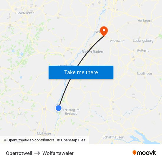 Oberrotweil to Wolfartsweier map