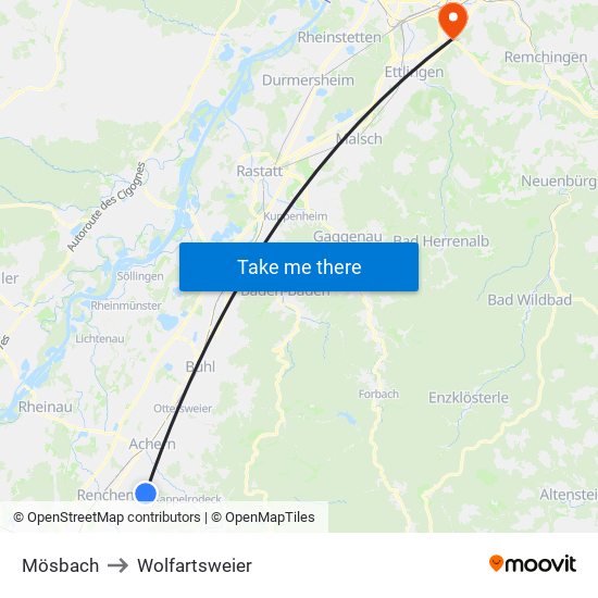 Mösbach to Wolfartsweier map