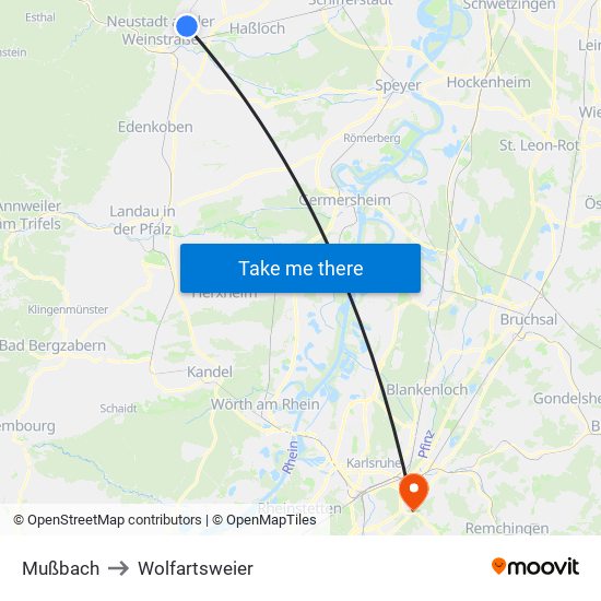 Mußbach to Wolfartsweier map