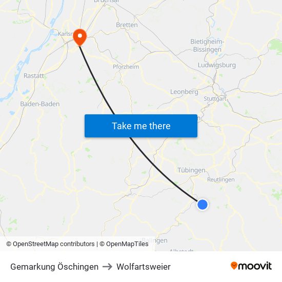 Gemarkung Öschingen to Wolfartsweier map