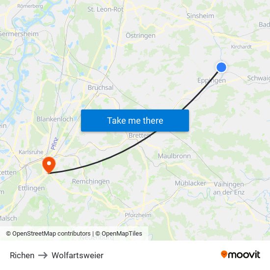 Richen to Wolfartsweier map