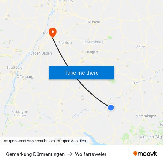 Gemarkung Dürmentingen to Wolfartsweier map