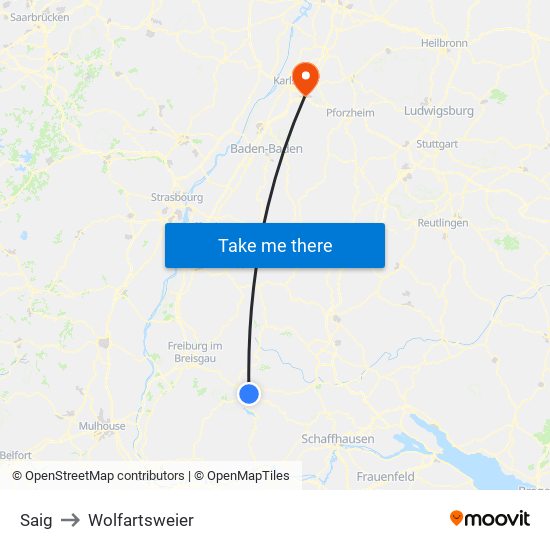 Saig to Wolfartsweier map