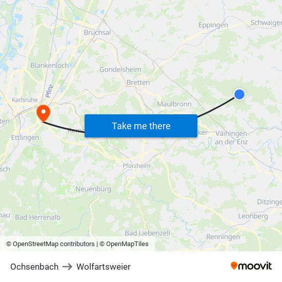 Ochsenbach to Wolfartsweier map