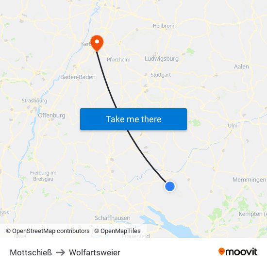 Mottschieß to Wolfartsweier map