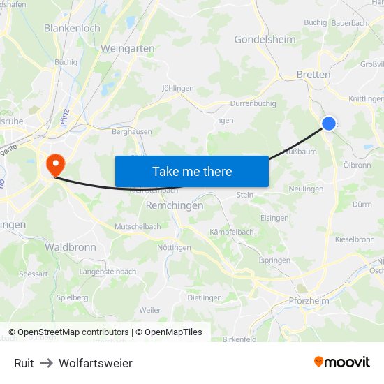 Ruit to Wolfartsweier map