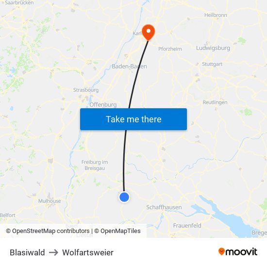 Blasiwald to Wolfartsweier map