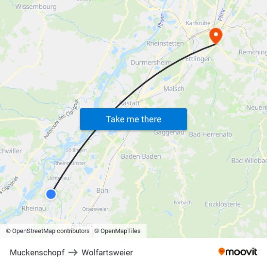 Muckenschopf to Wolfartsweier map