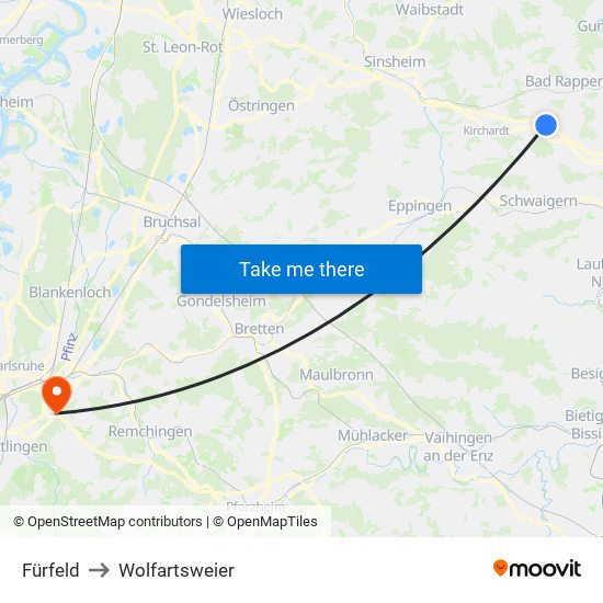 Fürfeld to Wolfartsweier map