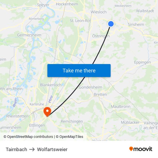 Tairnbach to Wolfartsweier map