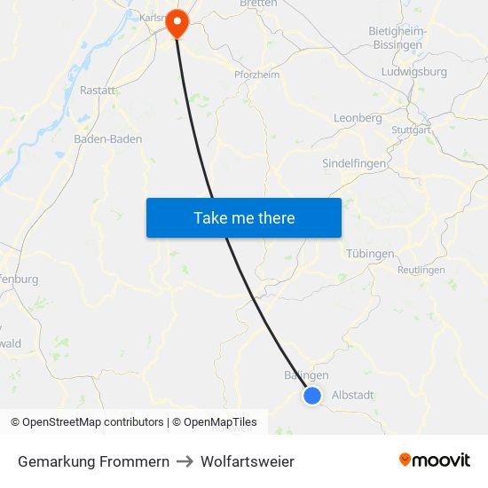 Gemarkung Frommern to Wolfartsweier map