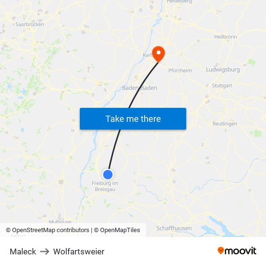 Maleck to Wolfartsweier map