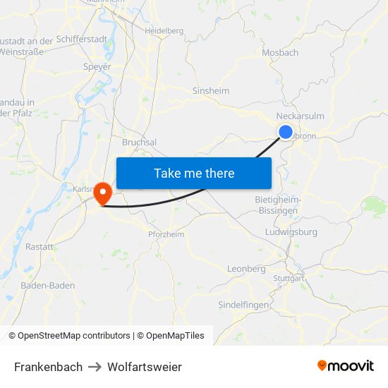 Frankenbach to Wolfartsweier map