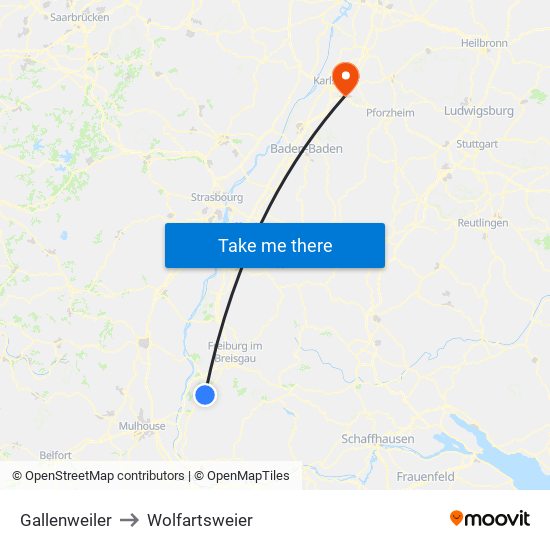 Gallenweiler to Wolfartsweier map