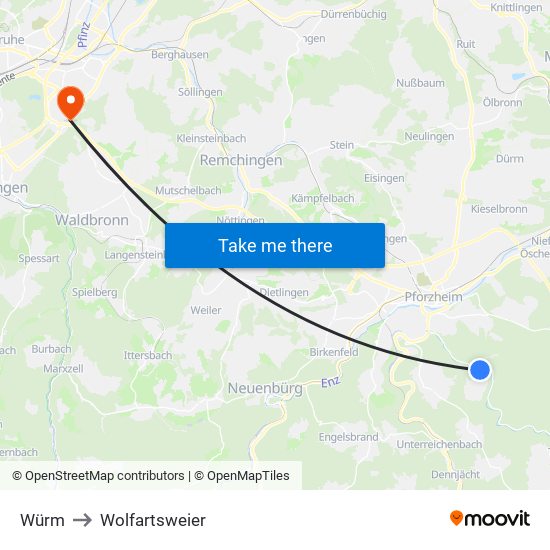 Würm to Wolfartsweier map
