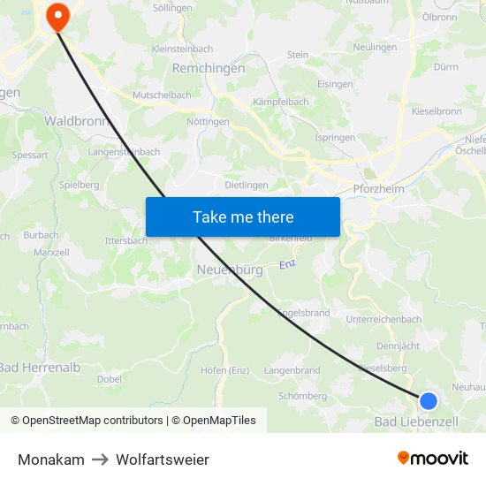 Monakam to Wolfartsweier map