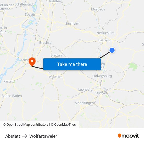 Abstatt to Wolfartsweier map