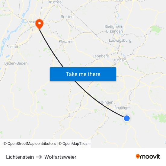 Lichtenstein to Wolfartsweier map