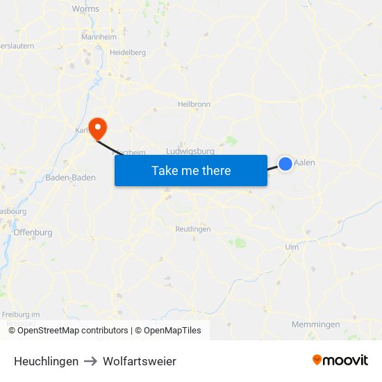 Heuchlingen to Wolfartsweier map