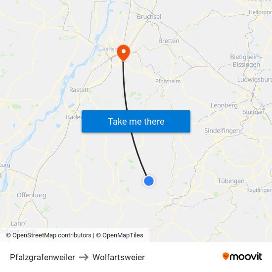 Pfalzgrafenweiler to Wolfartsweier map