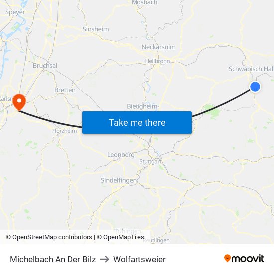 Michelbach An Der Bilz to Wolfartsweier map