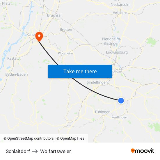 Schlaitdorf to Wolfartsweier map