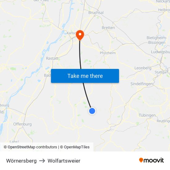 Wörnersberg to Wolfartsweier map