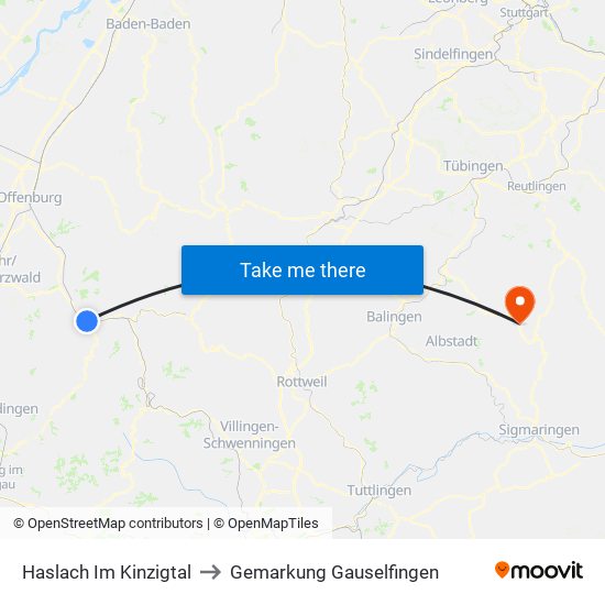 Haslach Im Kinzigtal to Gemarkung Gauselfingen map