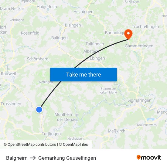 Balgheim to Gemarkung Gauselfingen map