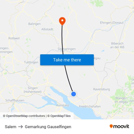 Salem to Gemarkung Gauselfingen map