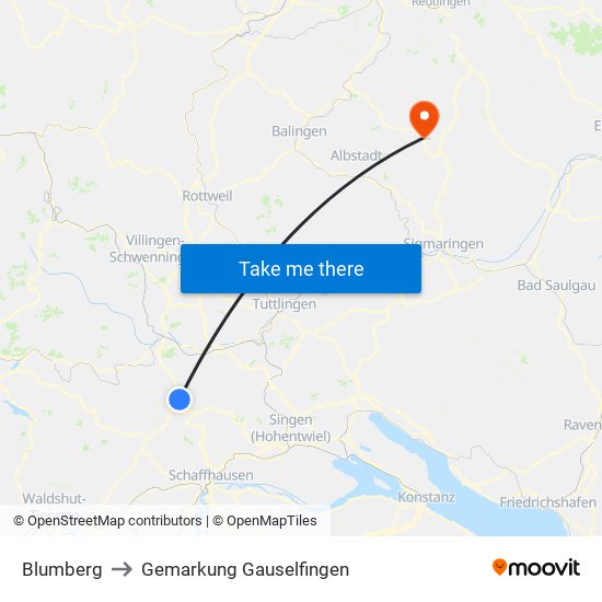 Blumberg to Gemarkung Gauselfingen map