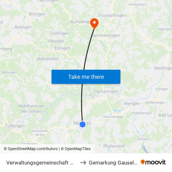 Verwaltungsgemeinschaft Meßkirch to Gemarkung Gauselfingen map