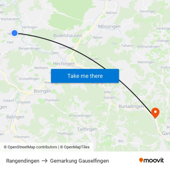Rangendingen to Gemarkung Gauselfingen map