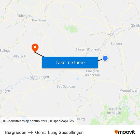 Burgrieden to Gemarkung Gauselfingen map