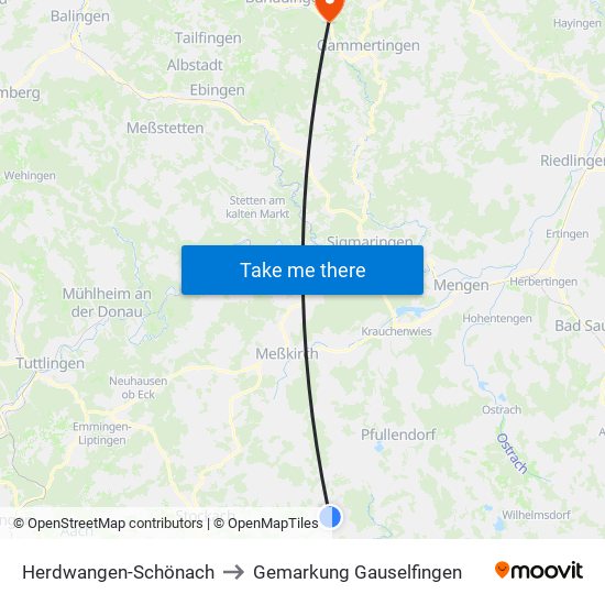Herdwangen-Schönach to Gemarkung Gauselfingen map
