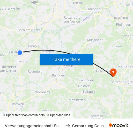 Verwaltungsgemeinschaft Sulz am Neckar to Gemarkung Gauselfingen map