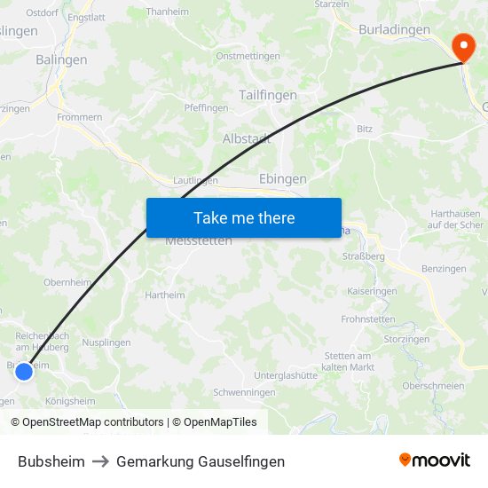 Bubsheim to Gemarkung Gauselfingen map