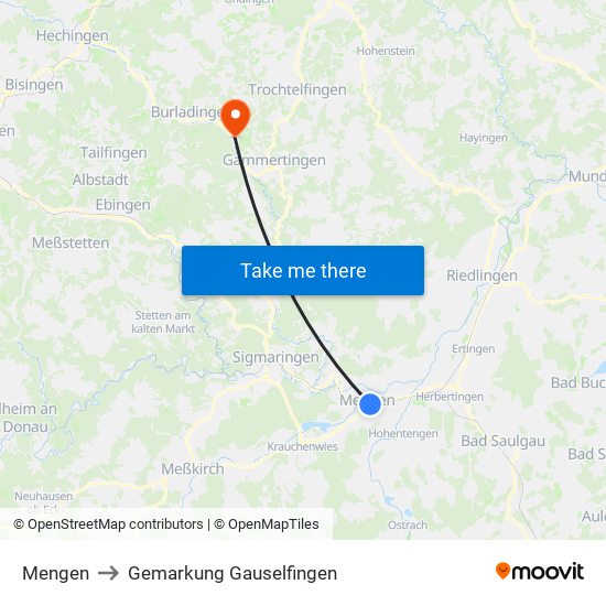 Mengen to Gemarkung Gauselfingen map
