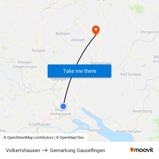 Volkertshausen to Gemarkung Gauselfingen map