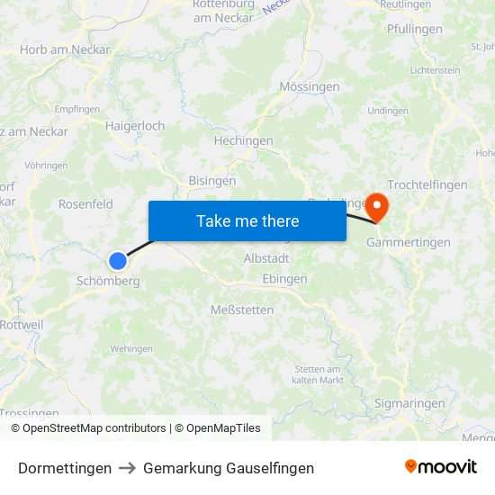 Dormettingen to Gemarkung Gauselfingen map